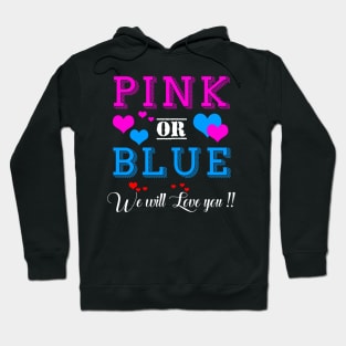 Pink or Blue We Will Love You Gender Reveal Ideas Hoodie